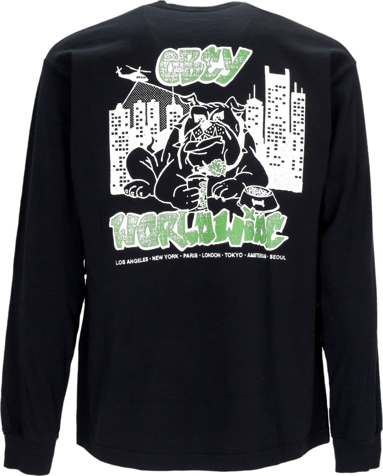 OBEY Maglietta Manica Lunga Uomo City Watch Dog Heavyweight Classic Custom Off Black da uomo in T-shirt Drestige - Casamassima, commercioVirtuoso.it