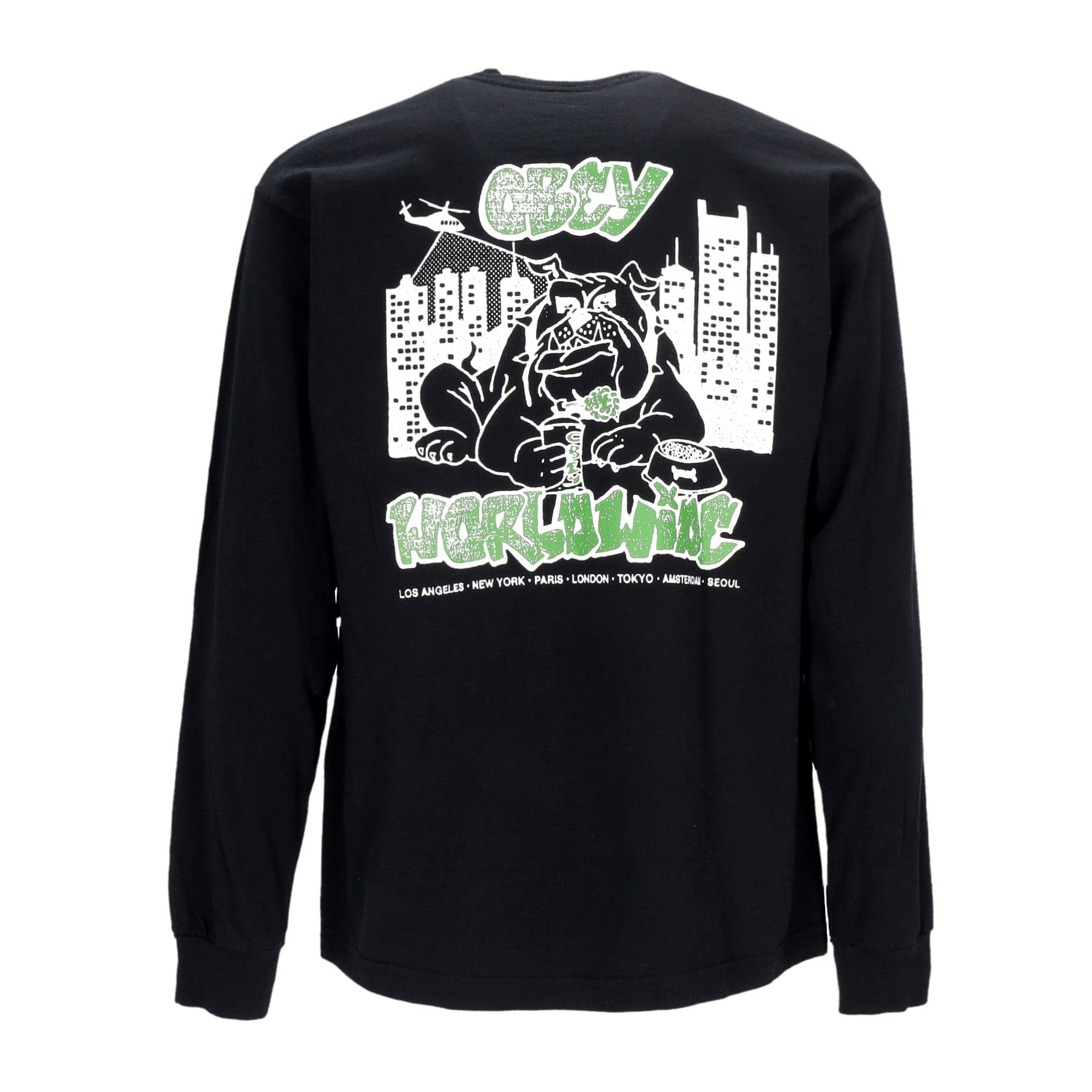 OBEY Maglietta Manica Lunga Uomo City Watch Dog Heavyweight Classic Custom Off Black da uomo in T-shirt Drestige - Casamassima, commercioVirtuoso.it