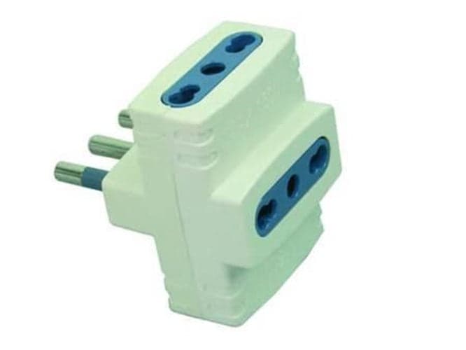 ADATTATORE AZZURRA TRIPLO 2P+T BIANCO - spina 16A prese 10/16A - PZ 5 - in prodotto EuroStore07 - Alatri, commercioVirtuoso.it