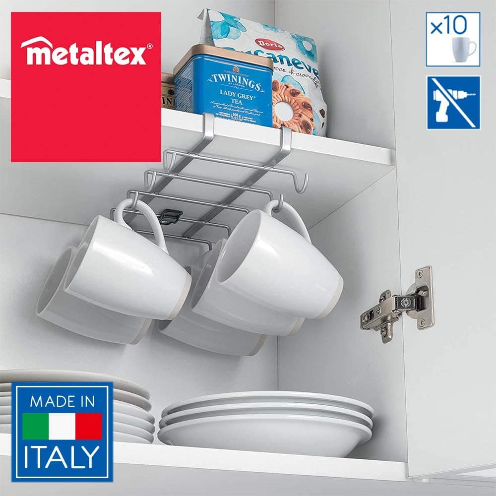METALTEX SOTTORIPIANO PORTA TAZZE MY-MUG - cm.14x28x6 - -- FER 324267 in prodotto EuroStore07 - Alatri, commercioVirtuoso.it