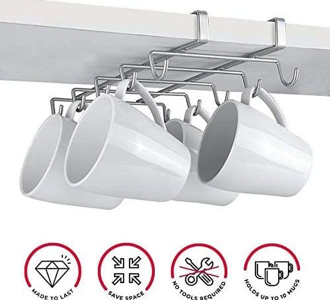 METALTEX SOTTORIPIANO PORTA TAZZE MY-MUG - cm.14x28x6 - -- FER 324267 in prodotto EuroStore07 - Alatri, commercioVirtuoso.it