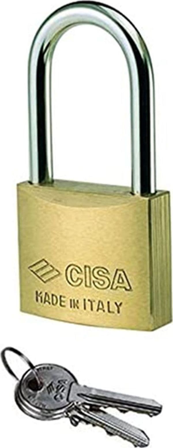LUCCHETTO IN OTTONE ARCO LUNGO 22011 - mm.40 - 2 chiavi - FER 64354 in prodotto EuroStore07 - Alatri, commercioVirtuoso.it