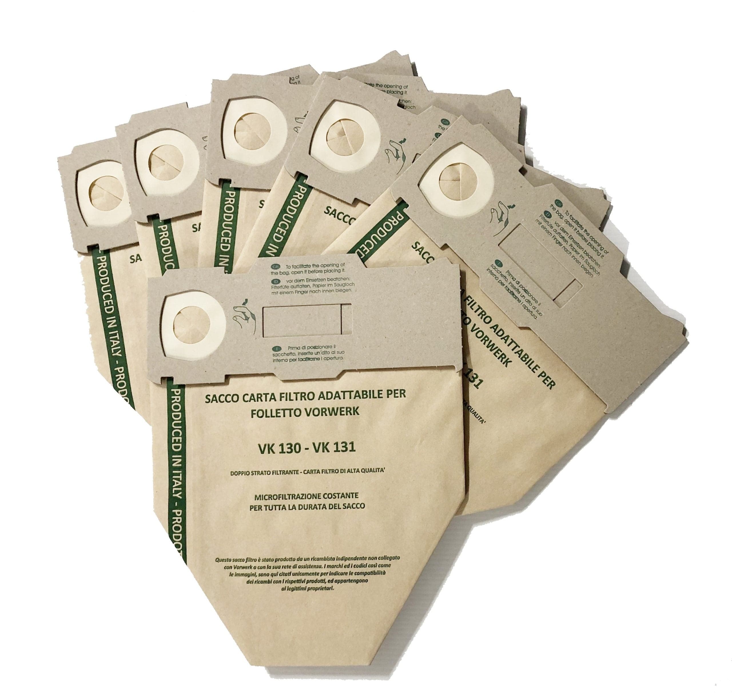 SACCHETTI FOLLETTO VK130 / VK131 IN CARTA NO ORIGINALI -- PZ 6 in prodotto EuroStore07 - Alatri, commercioVirtuoso.it