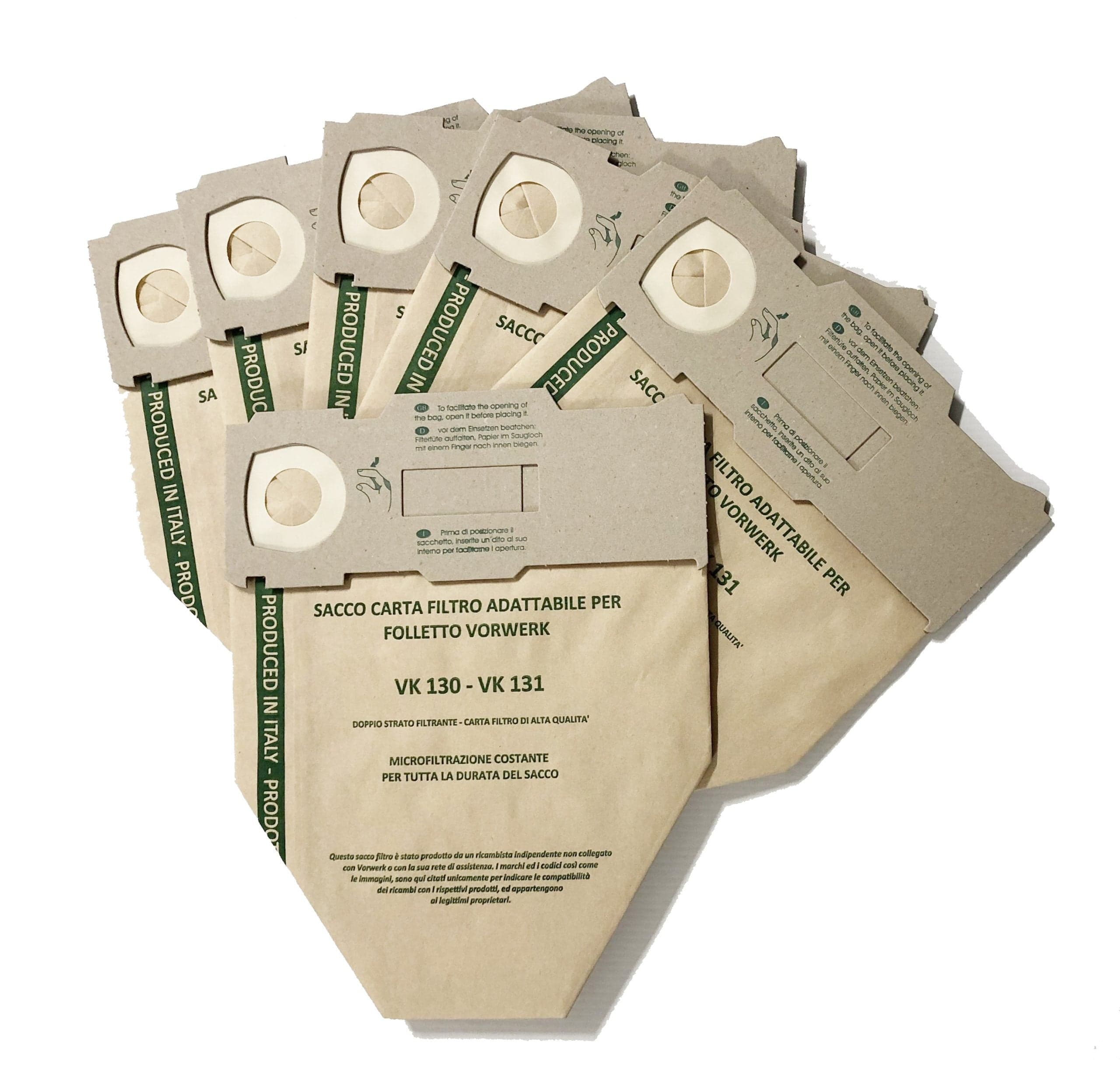 SACCHETTI FOLLETTO VK130 / VK131 IN CARTA NO ORIGINALI -- PZ 6 in prodotto EuroStore07 - Alatri, commercioVirtuoso.it