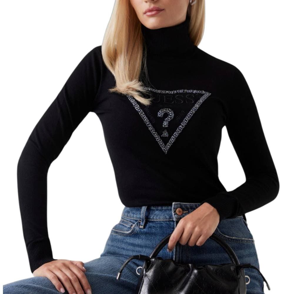 Guess maglione nero collo alto con triangolo MELANIE W5BR39Z2NQ2JBLK in Maglioni Prodotti di Classe - Nocera Superiore, commercioVirtuoso.it