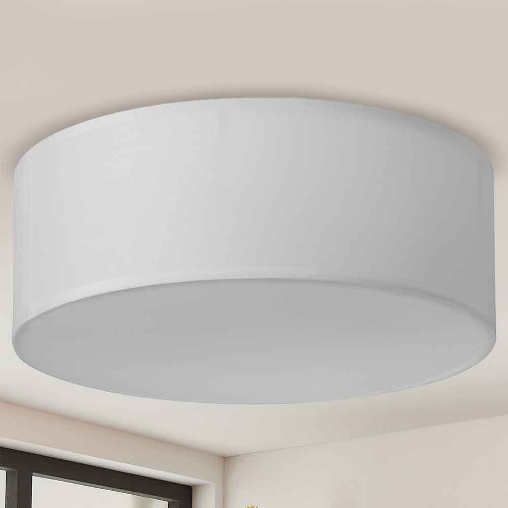 Lampadario Plafoniera in Tessuto 40cm Rotondo 4 Luci E14 Design Moderno Bianco