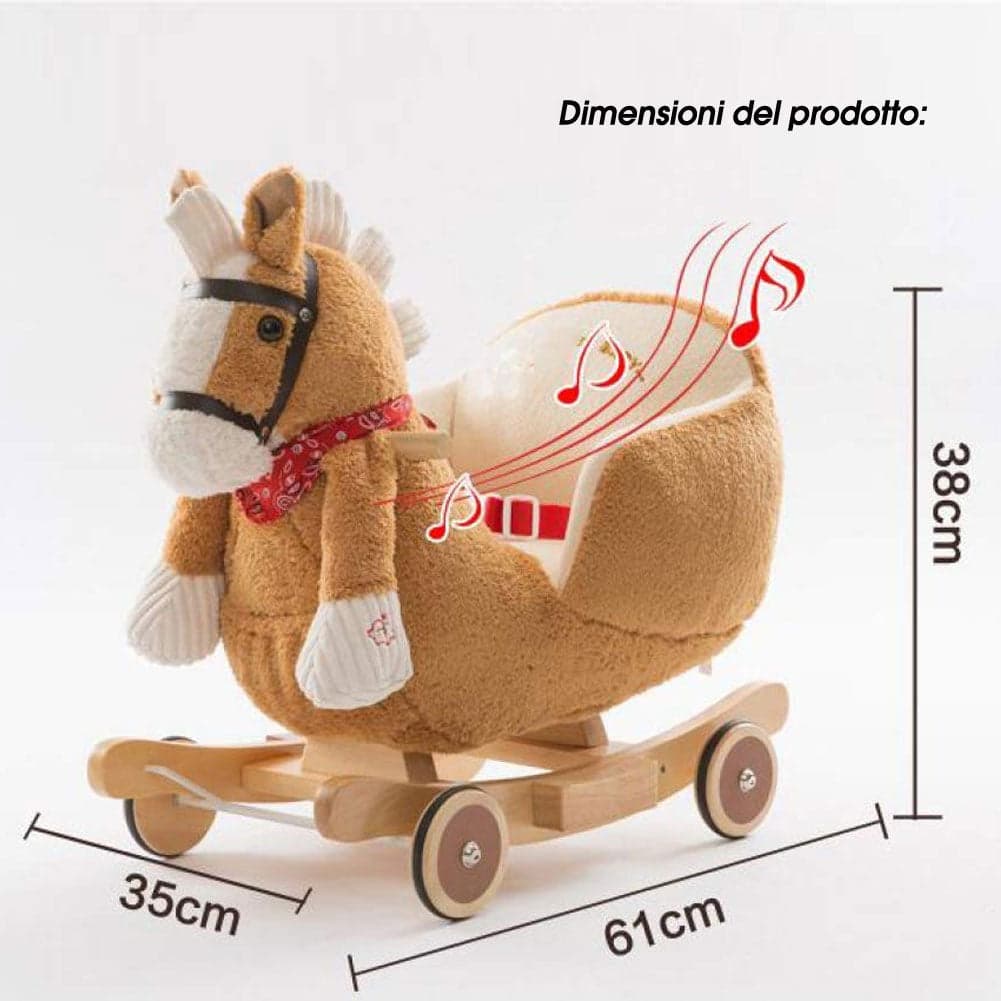 Cavallo a dondolo in legno con ruote Poni Cavalluccio Poltroncina Marrone Chiaro in Cavalli a dondolo e animali Esplodia - Napoli, commercioVirtuoso.it