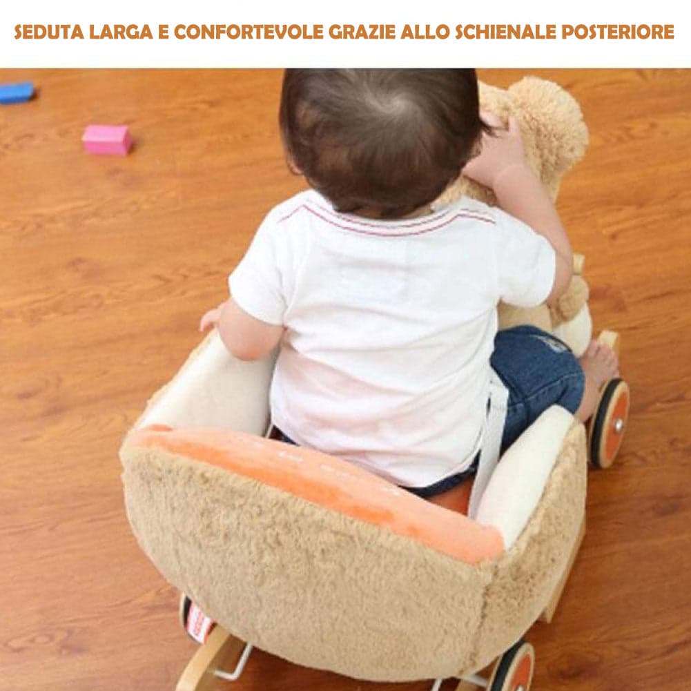 Cavallo a dondolo in legno con ruote Poni Cavalluccio Poltroncina Marrone Chiaro in Cavalli a dondolo e animali Esplodia - Napoli, commercioVirtuoso.it