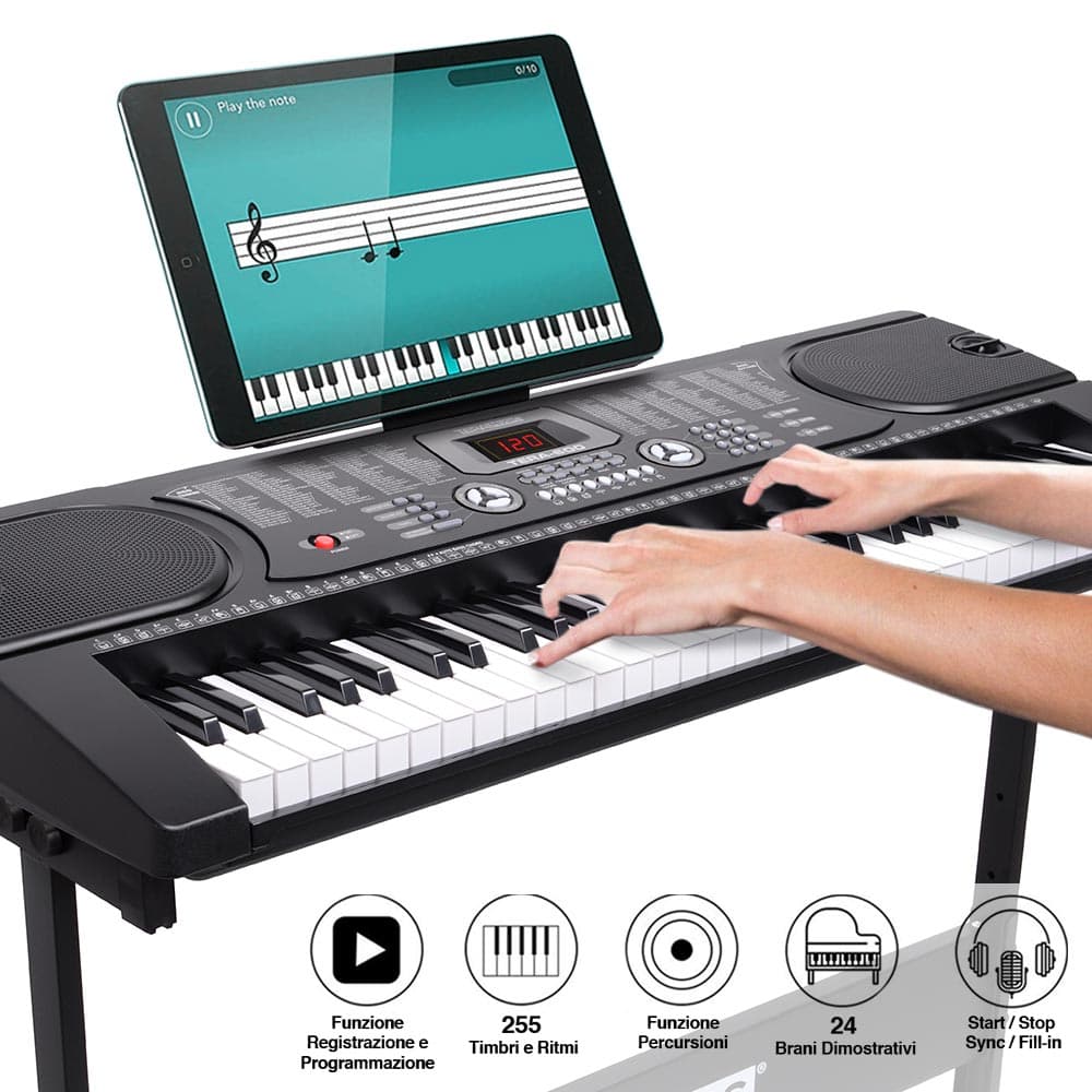 Tastiera Musicale Pianola Elettronica 61 Tasti con Supporto Sgabello e Microfono in Pianoforti digitali Esplodia - Napoli, commercioVirtuoso.it