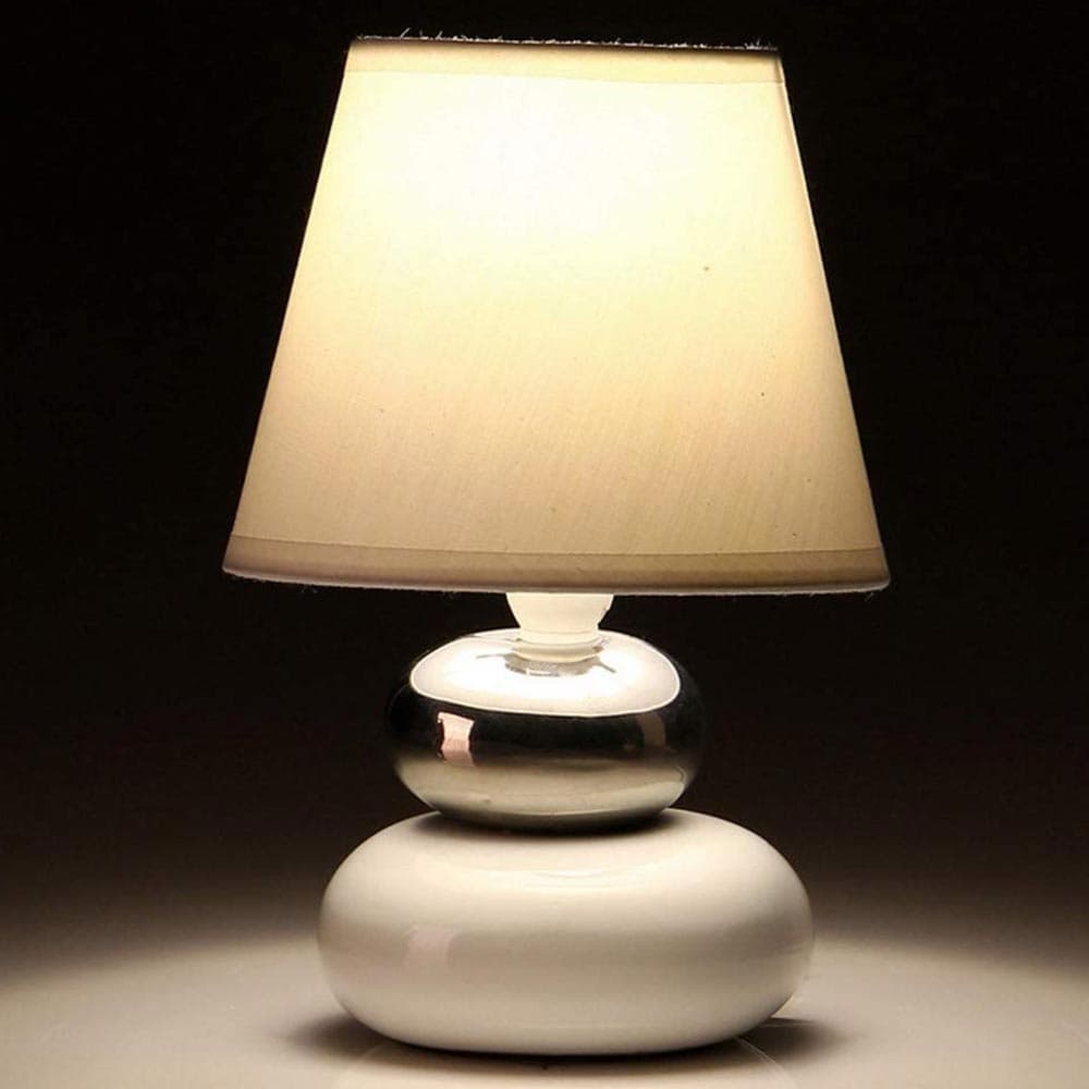 Lampada da Tavolo Lume Comodino Ceramica Tessuto Bianco Design Moderno Abatjour in Lampade da tavolo e abat-jour Esplodia - Napoli, commercioVirtuoso.it