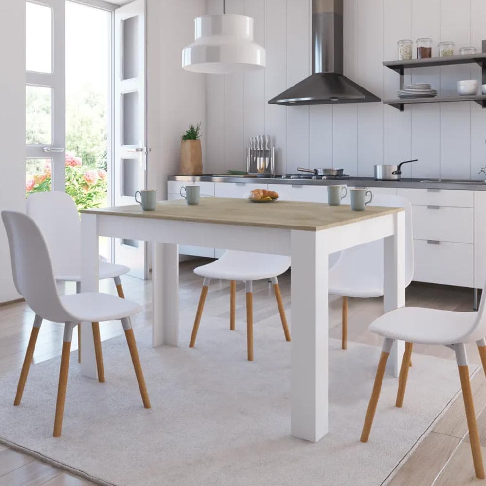 Tavolo da Pranzo Cucina Rettangolare Moderno in Legno 120x80x74cm Bianco e Acero in Tavoli da sala da pranzo Esplodia - Napoli, commercioVirtuoso.it