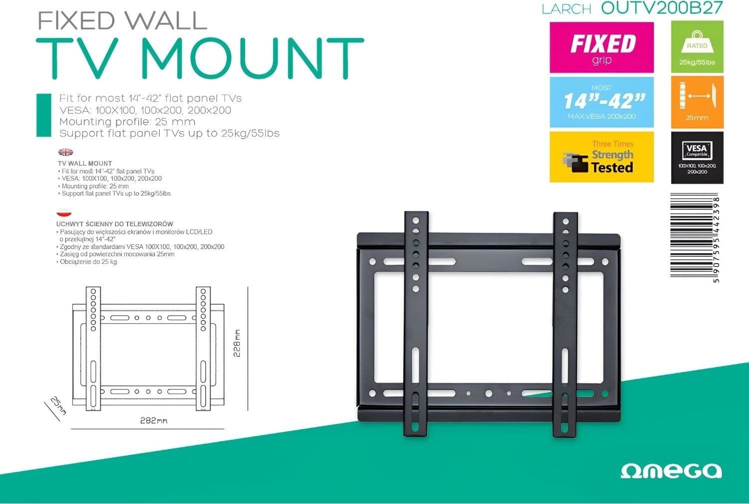 Ecoprice Omega Staffa Tv OUTV200B27 44239  - Misure 14" -42"  Max 25 Kg in Supporti da parete e da soffitto Ecoprice.it - Avellino, commercioVirtuoso.it