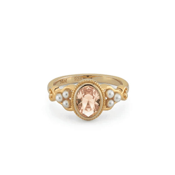 24kae  Anello con pietra colorata e perle