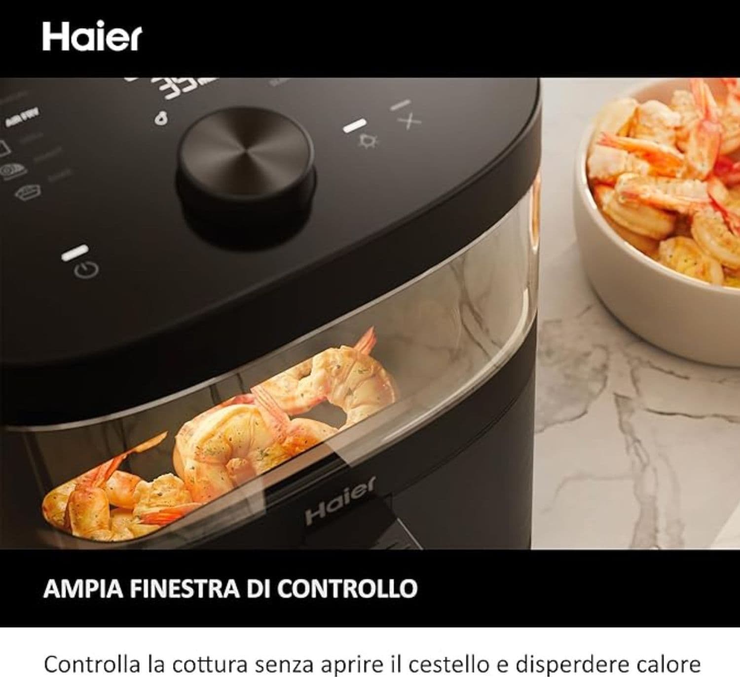 Haier Friggitrice ad Aria 7L 2000W – HAF5TWA3 011, Cestello Estraibile, Display Digitale, Fino a 200°C, Design Compatto Nero in Friggitrici Ecoprice.it - Avellino, commercioVirtuoso.it