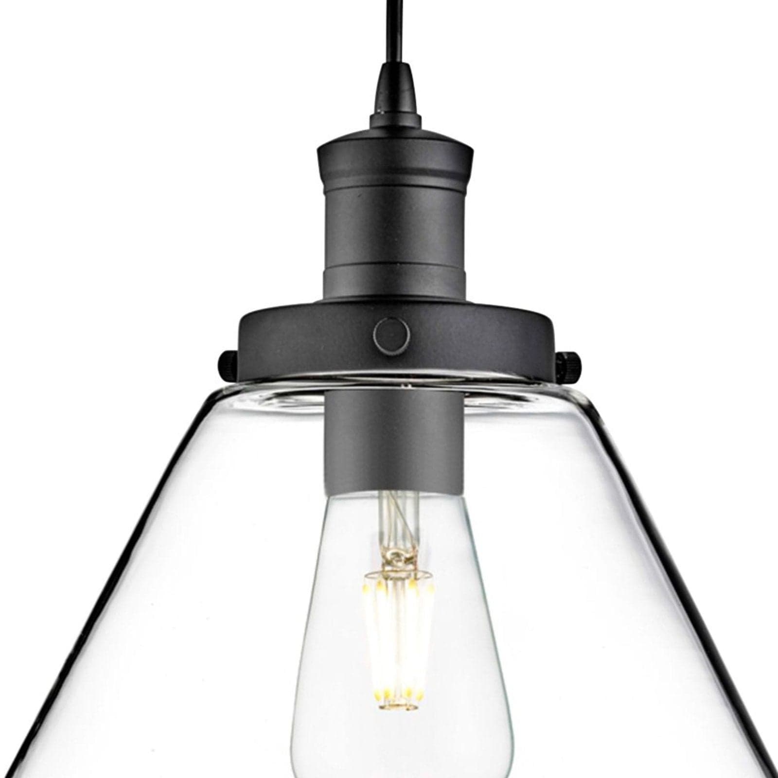 Sospensione Contemporanea Piramide Acciaio Nero Vetro Trasparente 1 Luce E27 in Lampade a sospensione LuceArt - Montecorvino Pugliano, commercioVirtuoso.it
