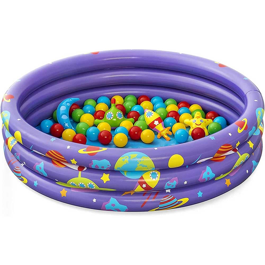 Piscina Gonfiabile Gioco Bambini con 50 Palline 2 Anelli PVC 102x25 cm