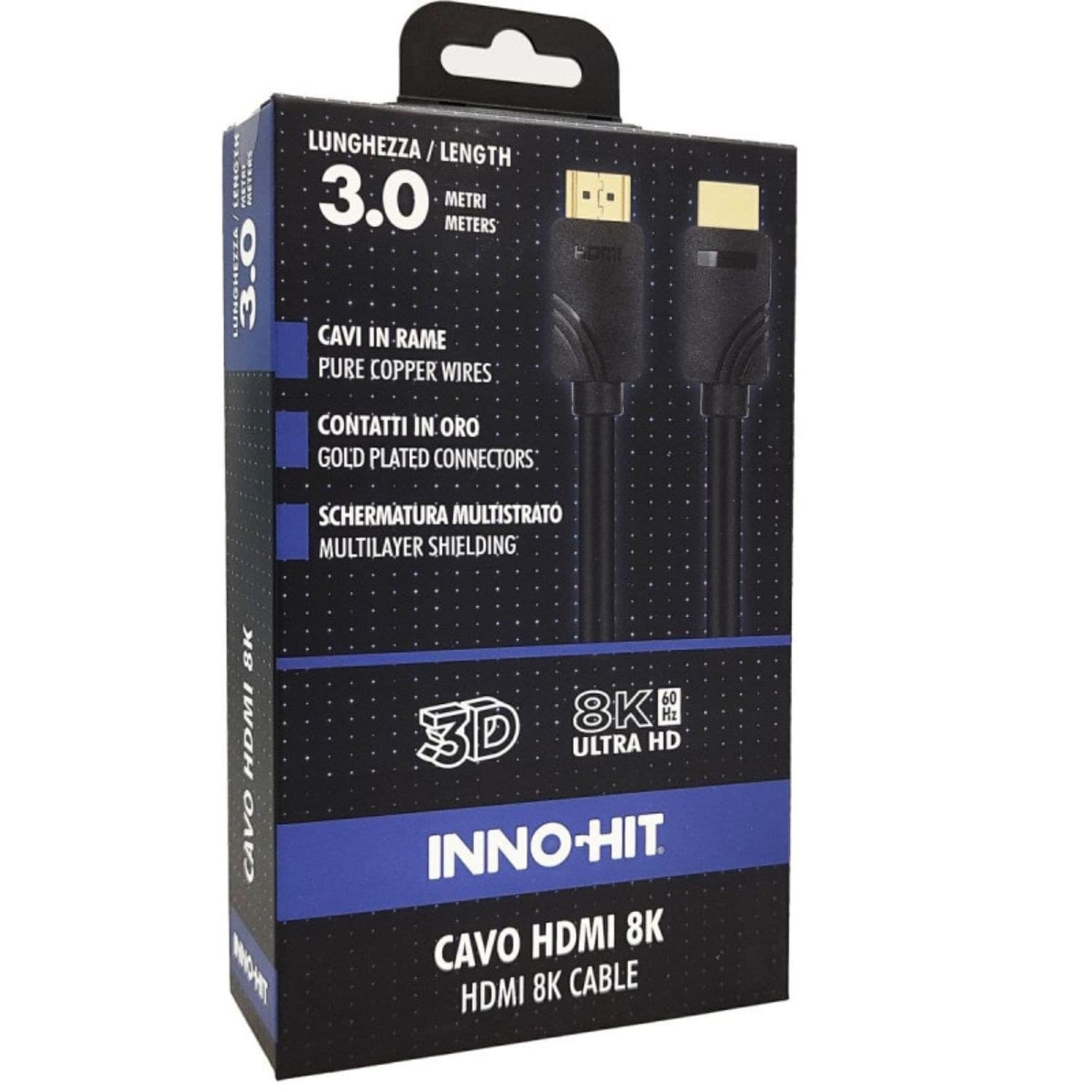 Inno-Hit Cavo HDMI ContattiOro 8K 60hz 3m Nero - 2