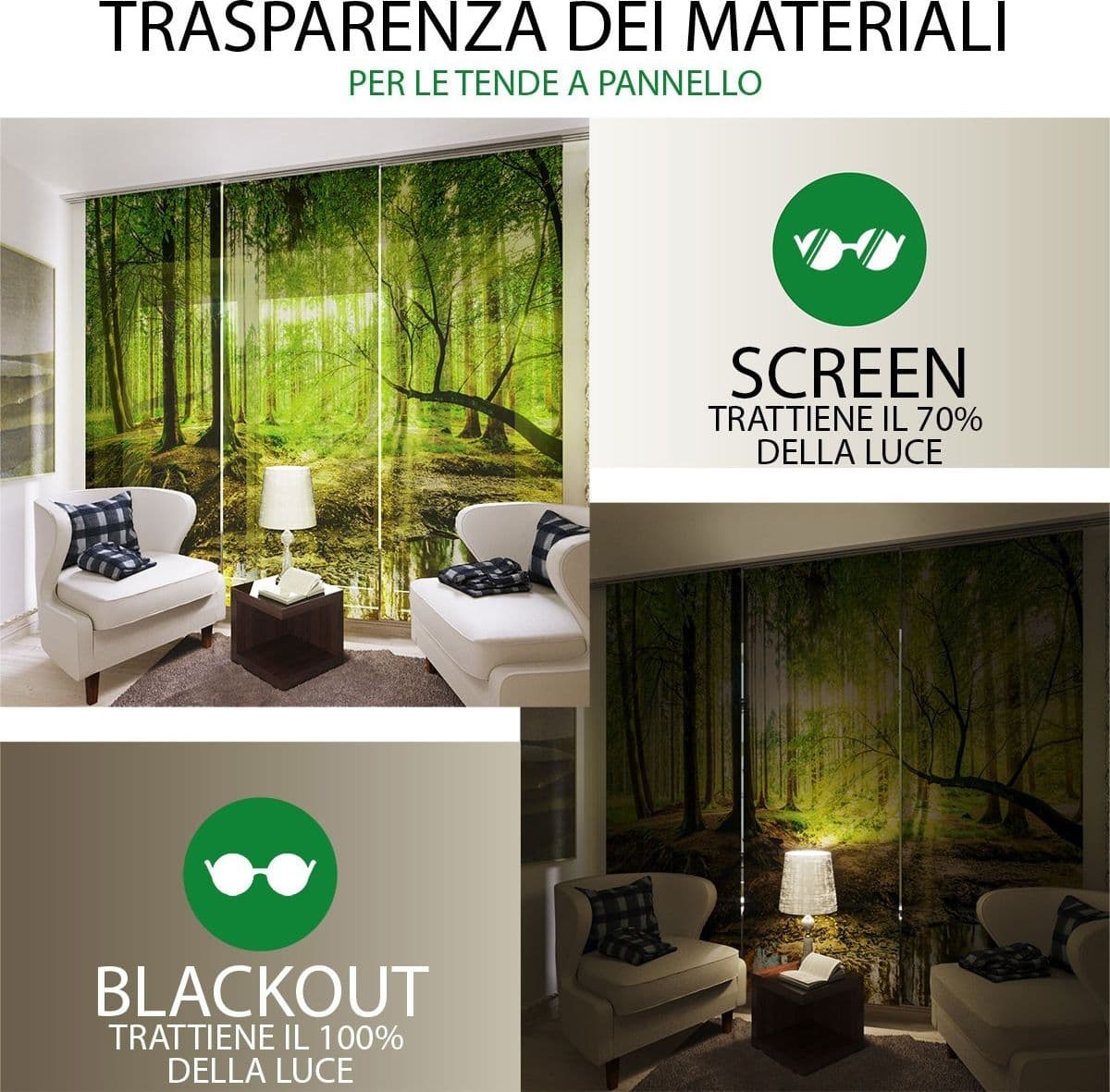 Tende a pannello con accessori di montaggio 200x250 cm Libreria in Tende a pannello Collezione Casa - Trebisacce, commercioVirtuoso.it