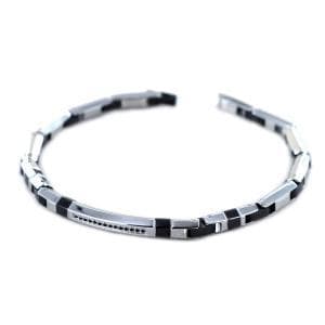 ZANCAN - Bracciale da uomo in acciaio e spinelli neri in Bracciali Alba Gioielli - Casoria, commercioVirtuoso.it