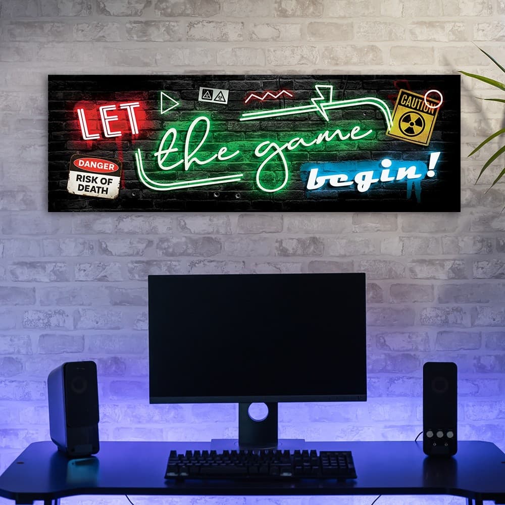 Quadro su tela, Iscrizione per il giocatore Neon Gaming in Poster e stampe Collezione Casa - Trebisacce, commercioVirtuoso.it
