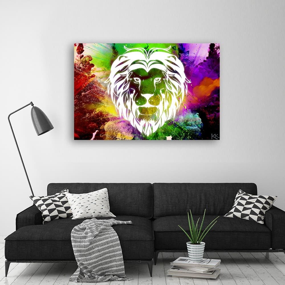 Quadro su tela, Astrazione di leone colorato in Poster e stampe Collezione Casa - Trebisacce, commercioVirtuoso.it