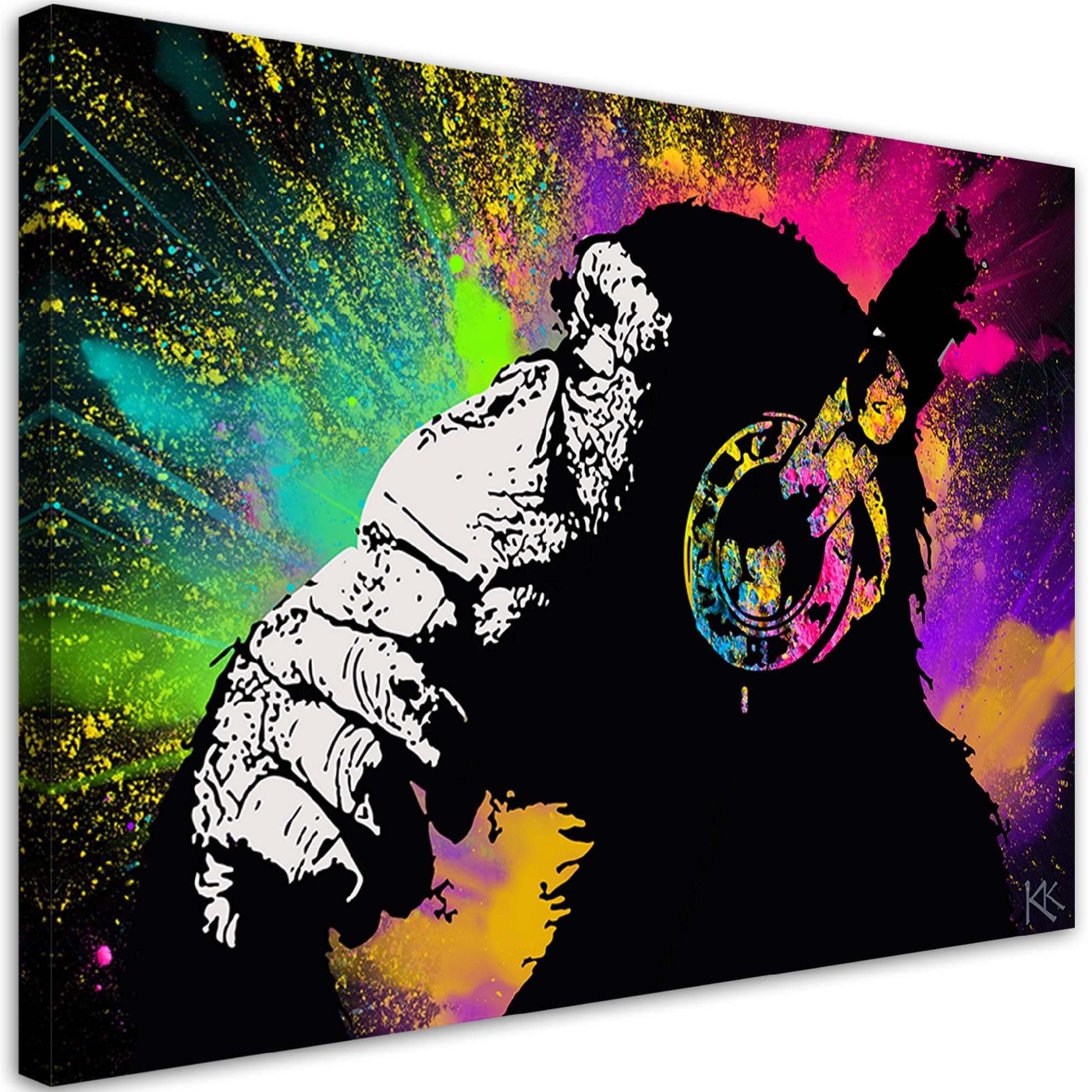 Quadro su tela, Monkey colorata di Banksy in Poster e stampe Collezione Casa - Trebisacce, commercioVirtuoso.it