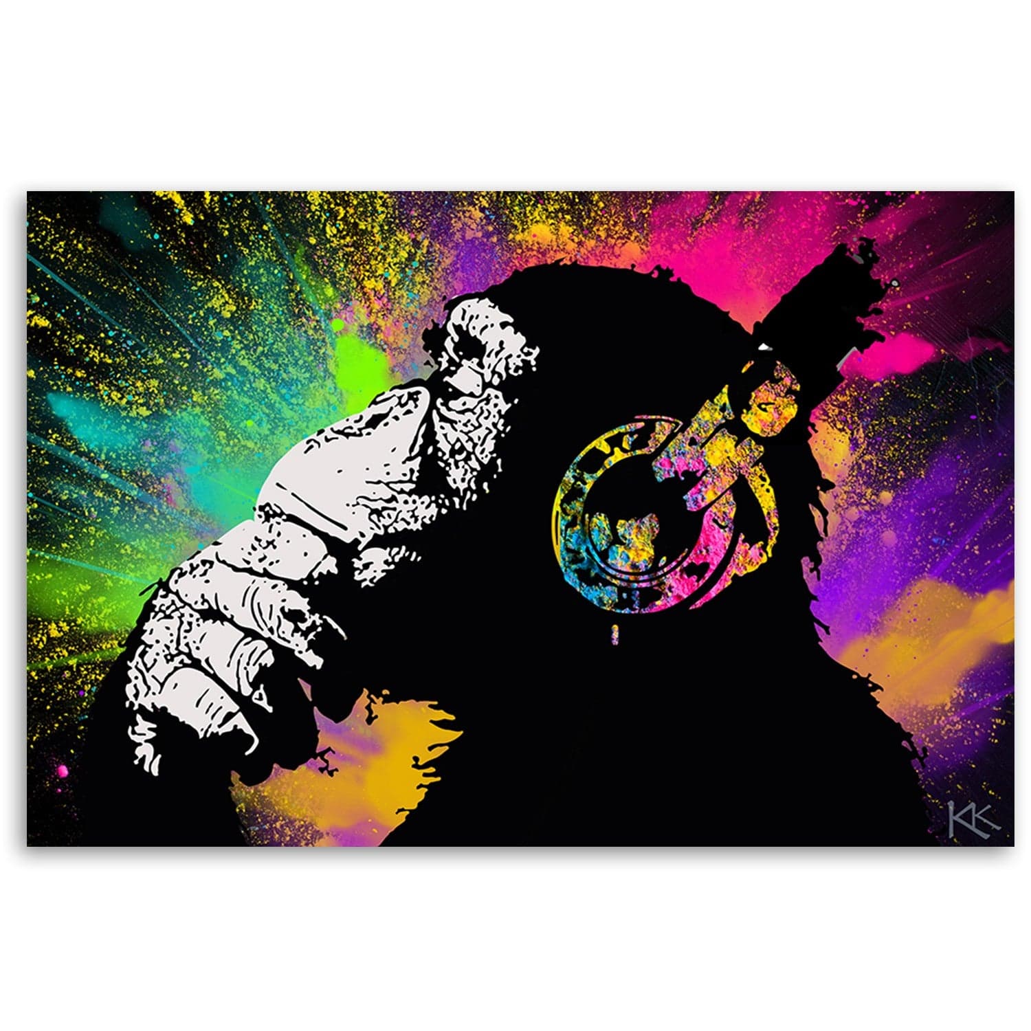 Quadro su tela, Monkey colorata di Banksy in Poster e stampe Collezione Casa - Trebisacce, commercioVirtuoso.it