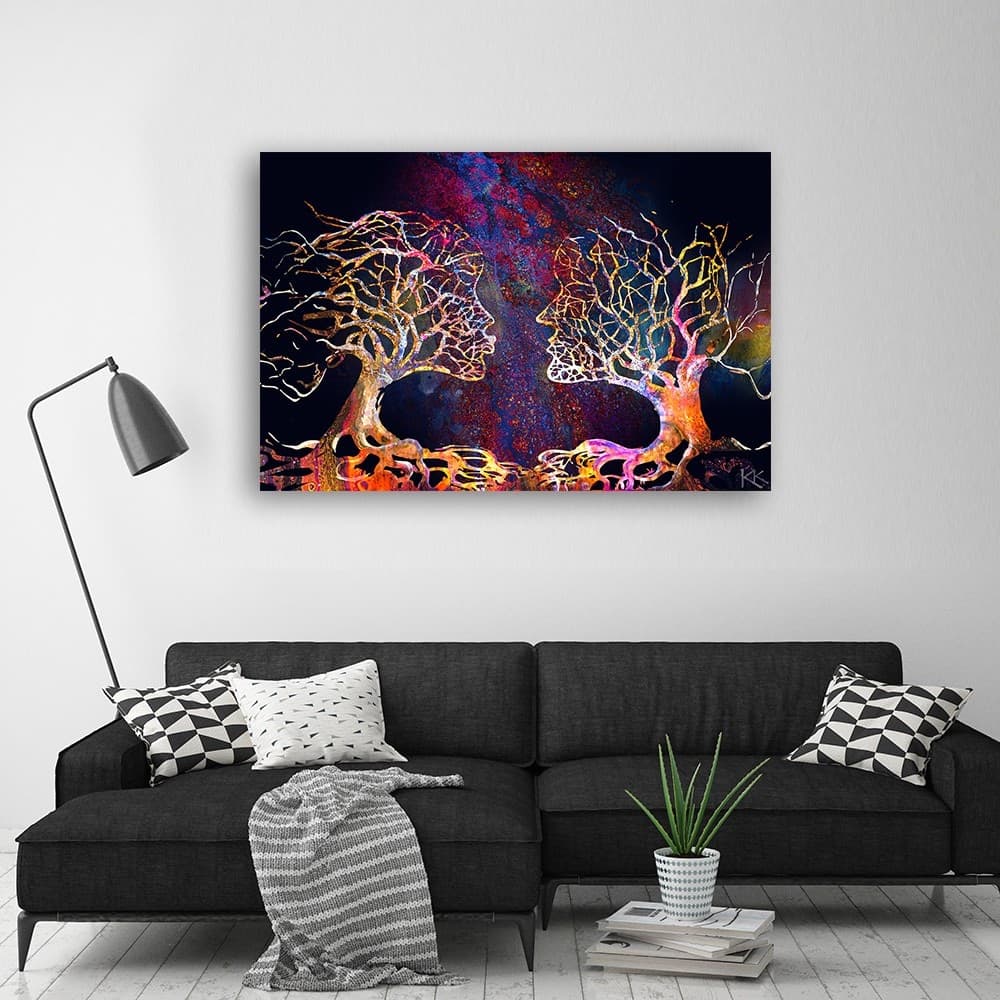Quadro su tela, Coppia di alberi baciano l'astrazione in Poster e stampe Collezione Casa - Trebisacce, commercioVirtuoso.it