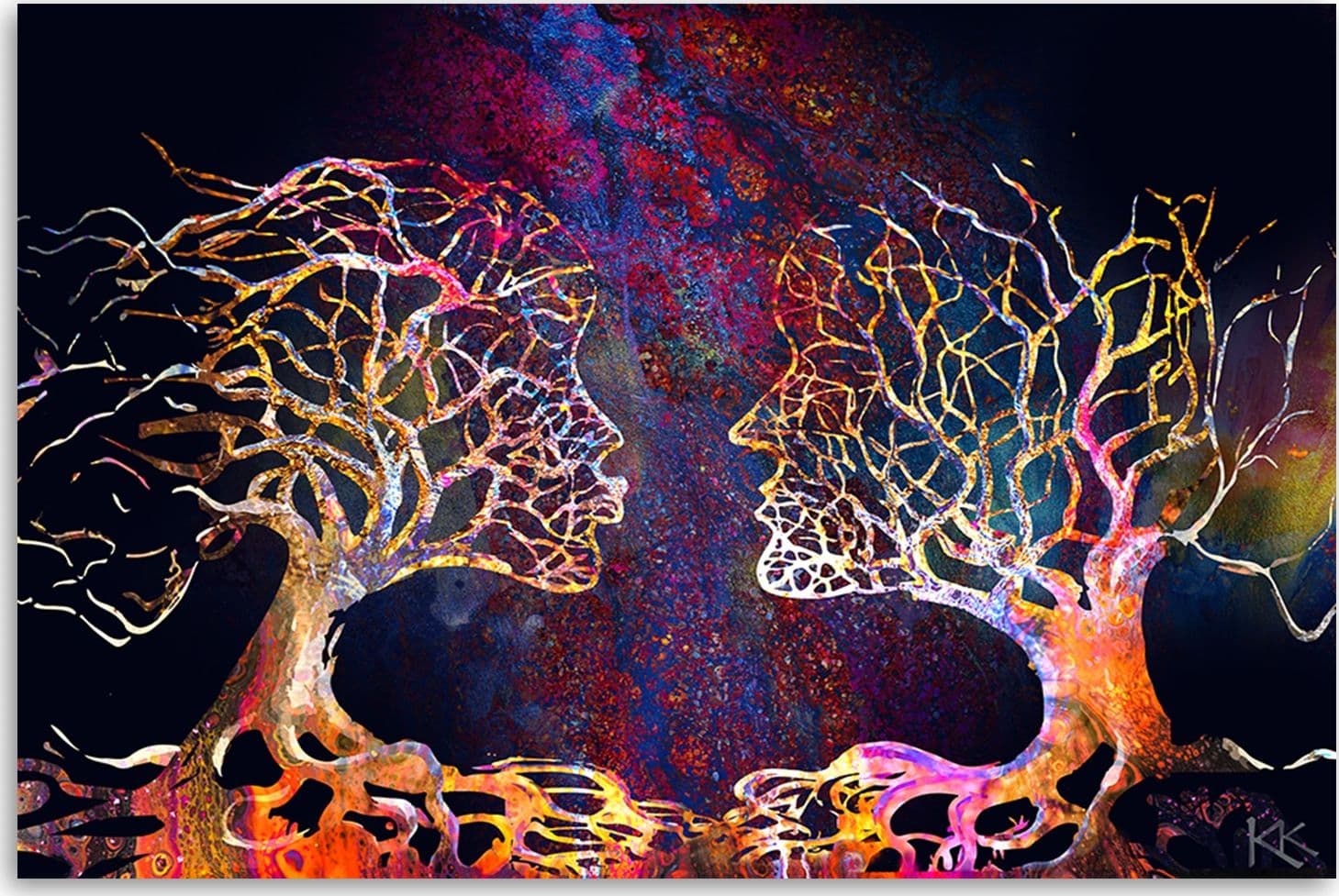 Quadro su tela, Coppia di alberi baciano l'astrazione in Poster e stampe Collezione Casa - Trebisacce, commercioVirtuoso.it