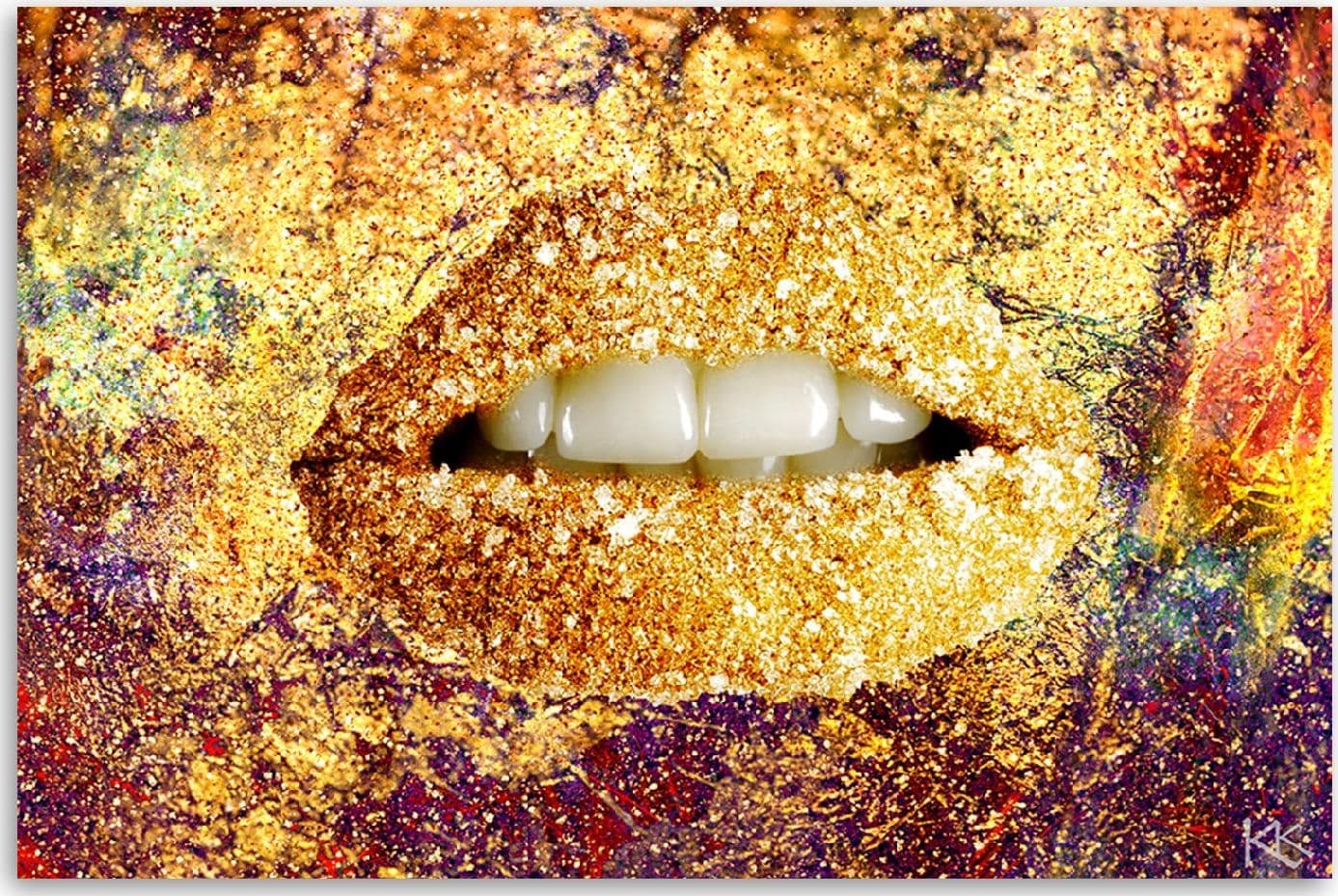 Quadro su tela, Labbra d'oro astratte in Poster e stampe Collezione Casa - Trebisacce, commercioVirtuoso.it