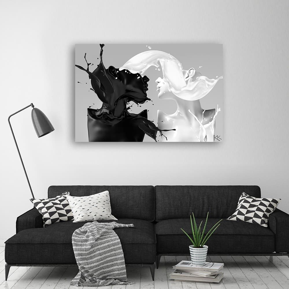 Quadro su tela, Coffee e latte in bianco e nero coppia amore in Poster e stampe Collezione Casa - Trebisacce, commercioVirtuoso.it