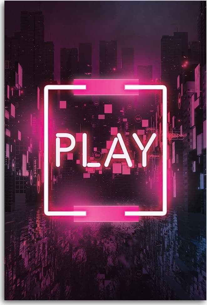 Quadro su tela, Pink Play iscrizione per il giocatore in Poster e stampe Collezione Casa - Trebisacce, commercioVirtuoso.it