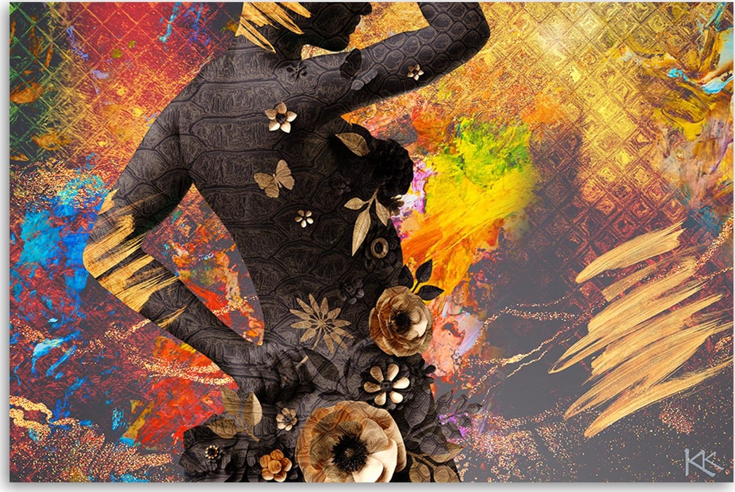 Quadro su tela, African Woman Flowers Abstraction in Poster e stampe Collezione Casa - Trebisacce, commercioVirtuoso.it