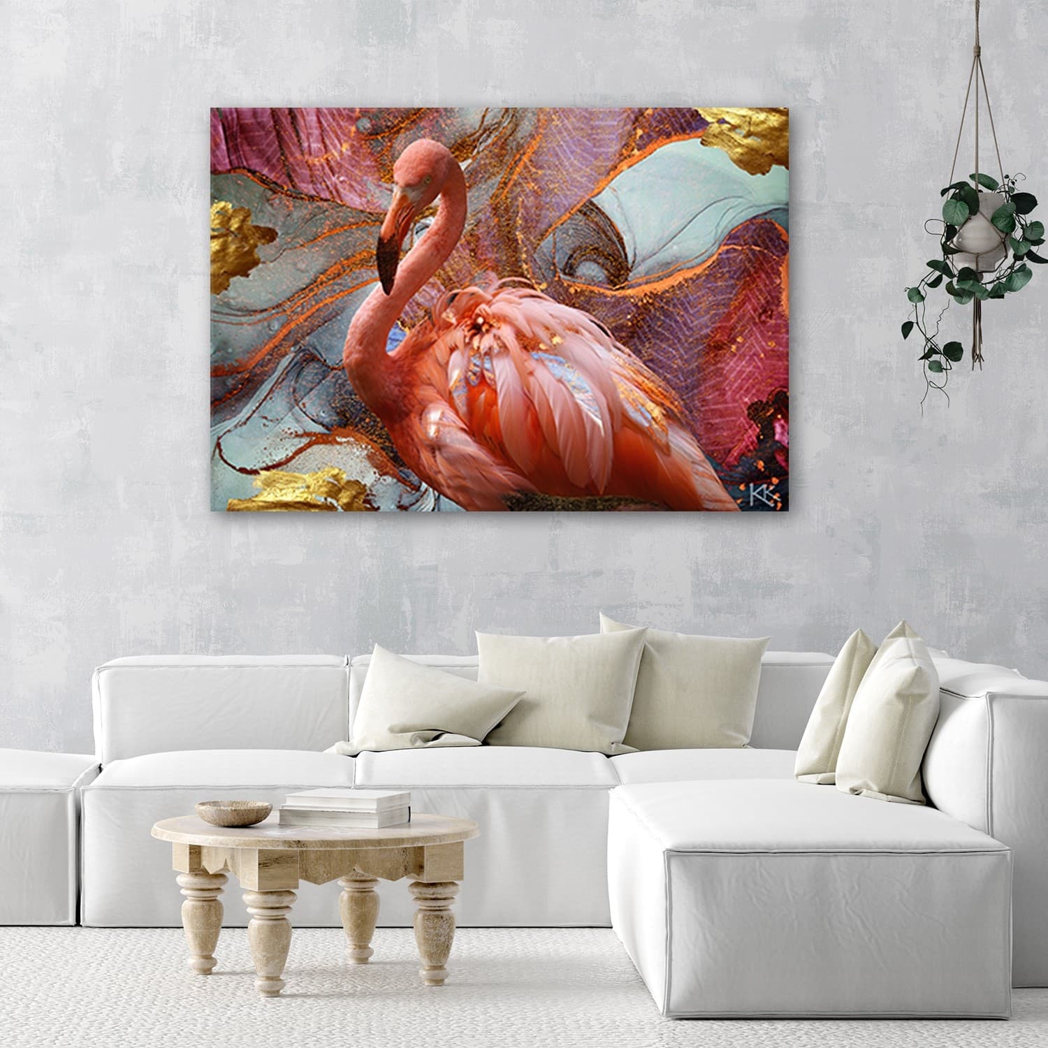 Quadro su tela, Abstrazione del fenicottero rosa in Poster e stampe Collezione Casa - Trebisacce, commercioVirtuoso.it