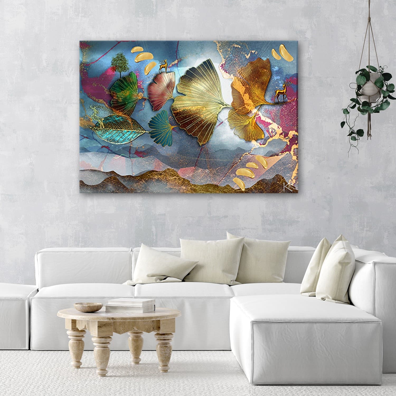 Quadro su tela, Astrazione di foglie colorate in Poster e stampe Collezione Casa - Trebisacce, commercioVirtuoso.it