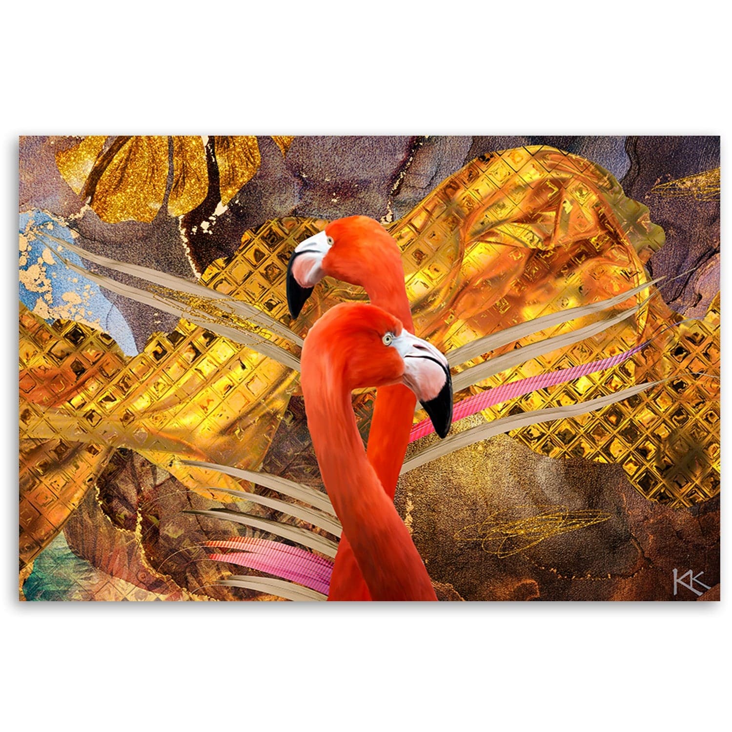 Quadro su tela, Flaming sullo sfondo dell'oro in Poster e stampe Collezione Casa - Trebisacce, commercioVirtuoso.it