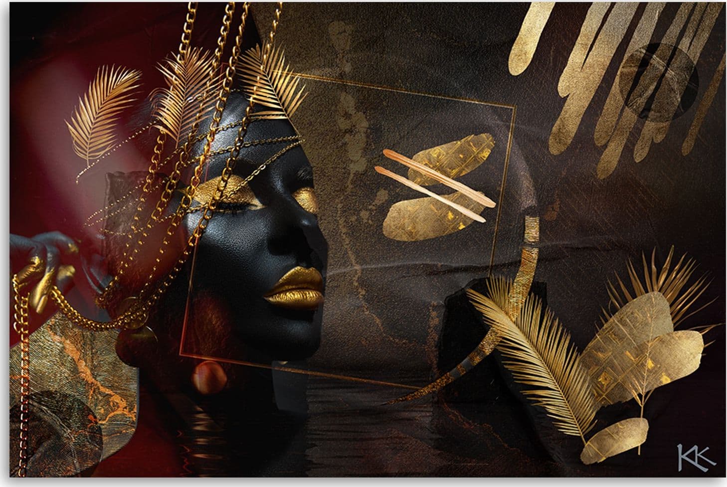 Quadro su tela, African Woman Gold Abstraction in Poster e stampe Collezione Casa - Trebisacce, commercioVirtuoso.it