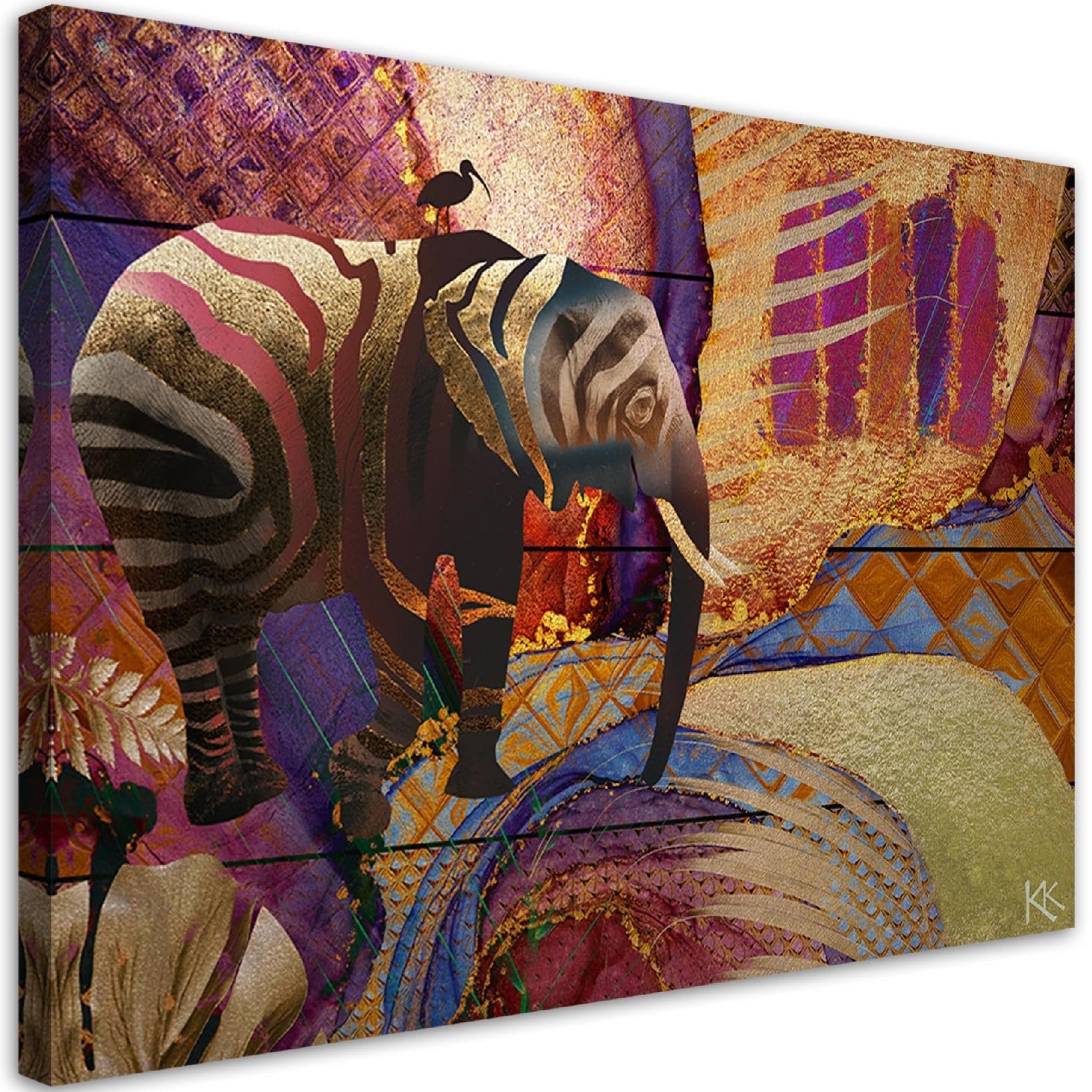Quadro su tela, Elefante d'oro su un background astratto in Poster e stampe Collezione Casa - Trebisacce, commercioVirtuoso.it
