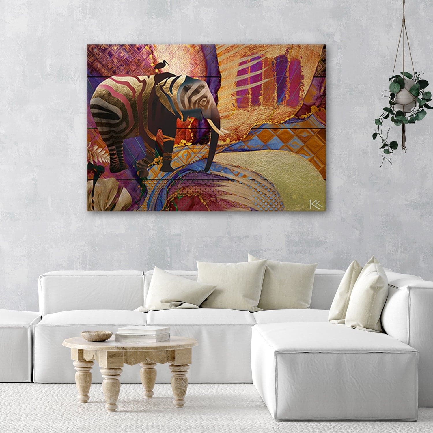 Quadro su tela, Elefante d'oro su un background astratto in Poster e stampe Collezione Casa - Trebisacce, commercioVirtuoso.it