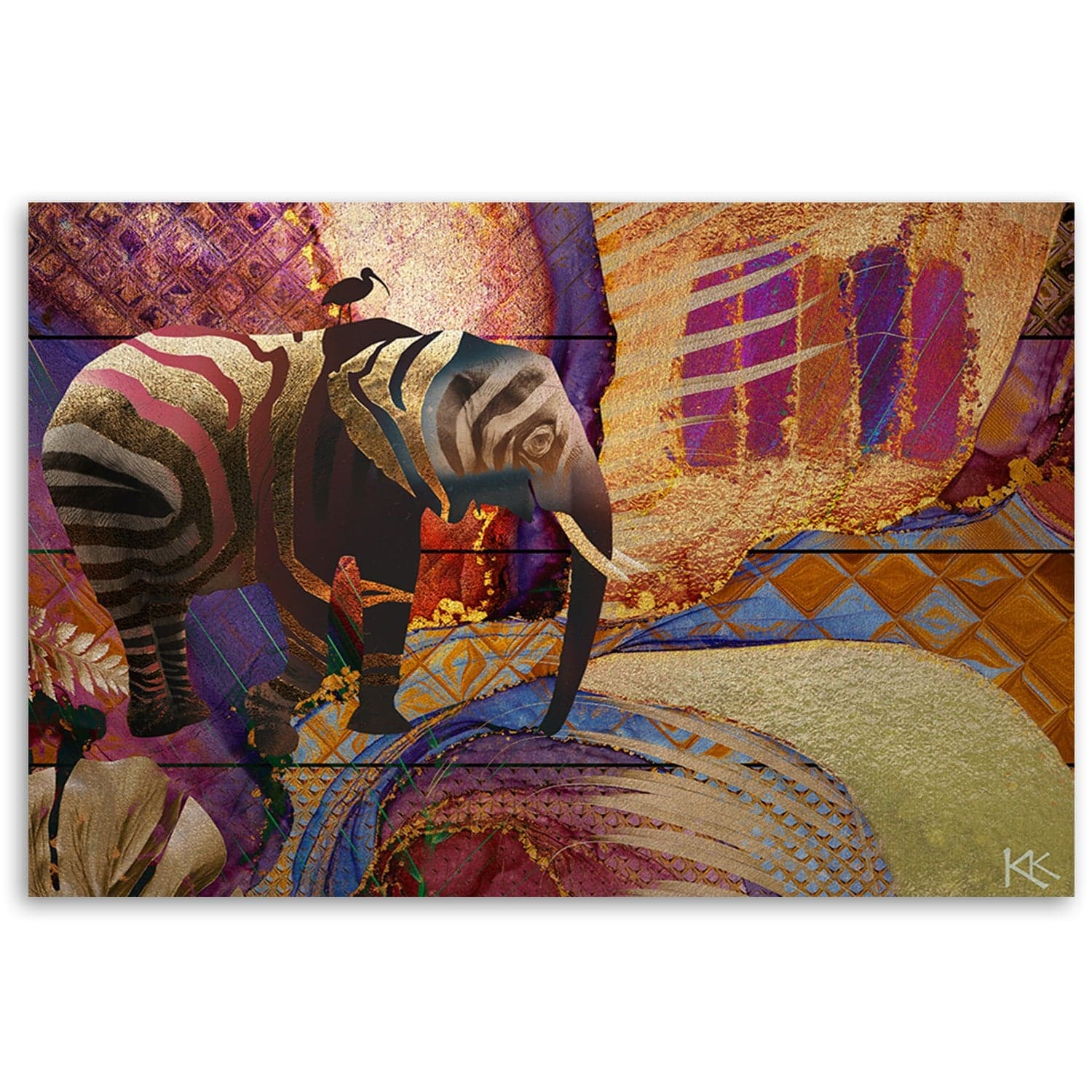 Quadro su tela, Elefante d'oro su un background astratto in Poster e stampe Collezione Casa - Trebisacce, commercioVirtuoso.it