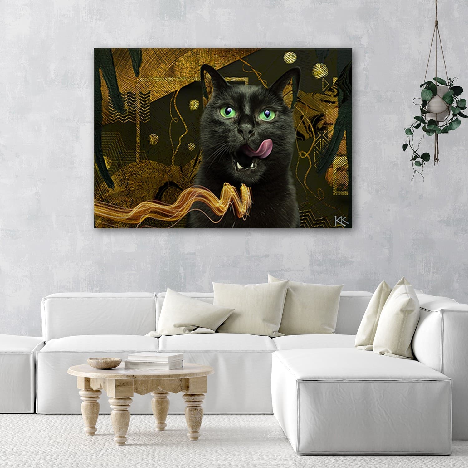 Quadro su tela, Abstrazione d'oro del gatto nero in Poster e stampe Collezione Casa - Trebisacce, commercioVirtuoso.it