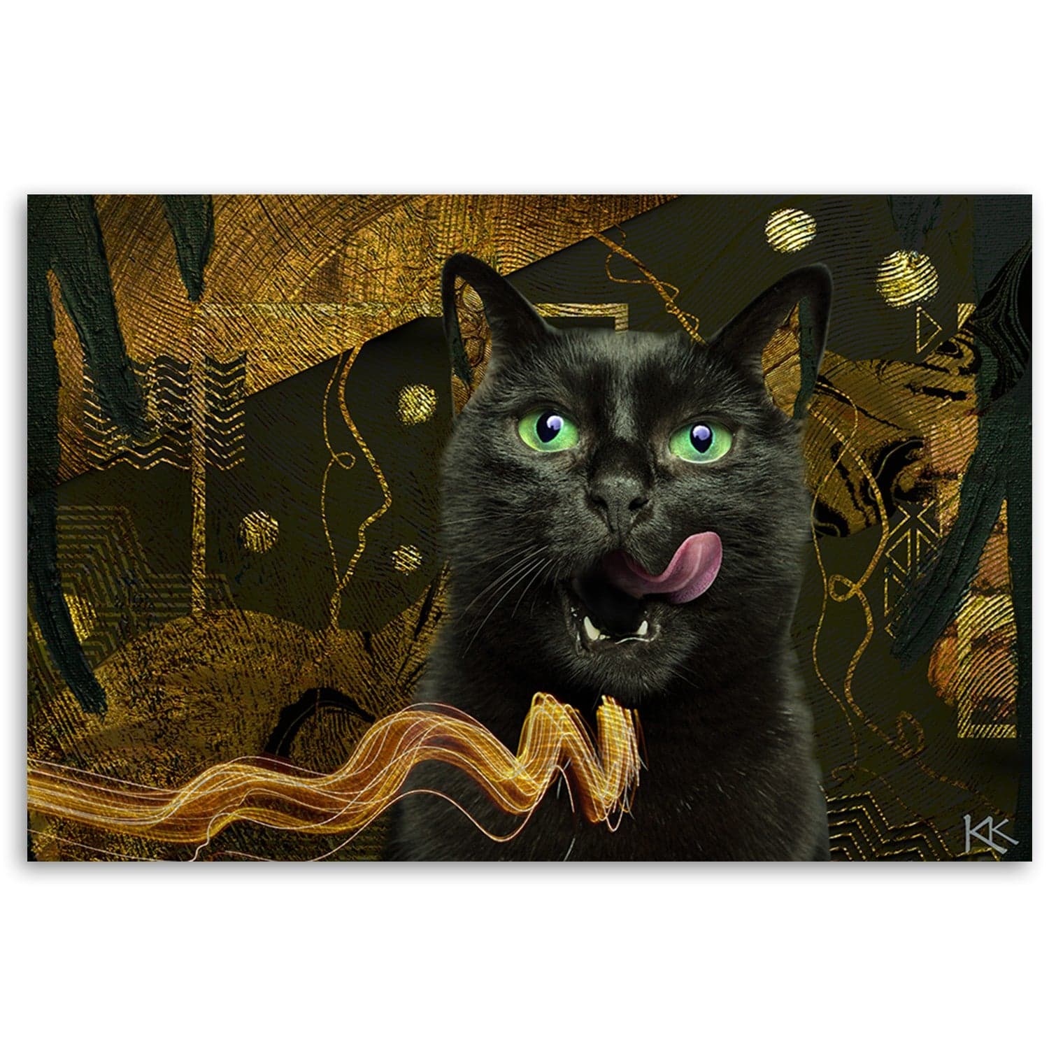 Quadro su tela, Abstrazione d'oro del gatto nero in Poster e stampe Collezione Casa - Trebisacce, commercioVirtuoso.it