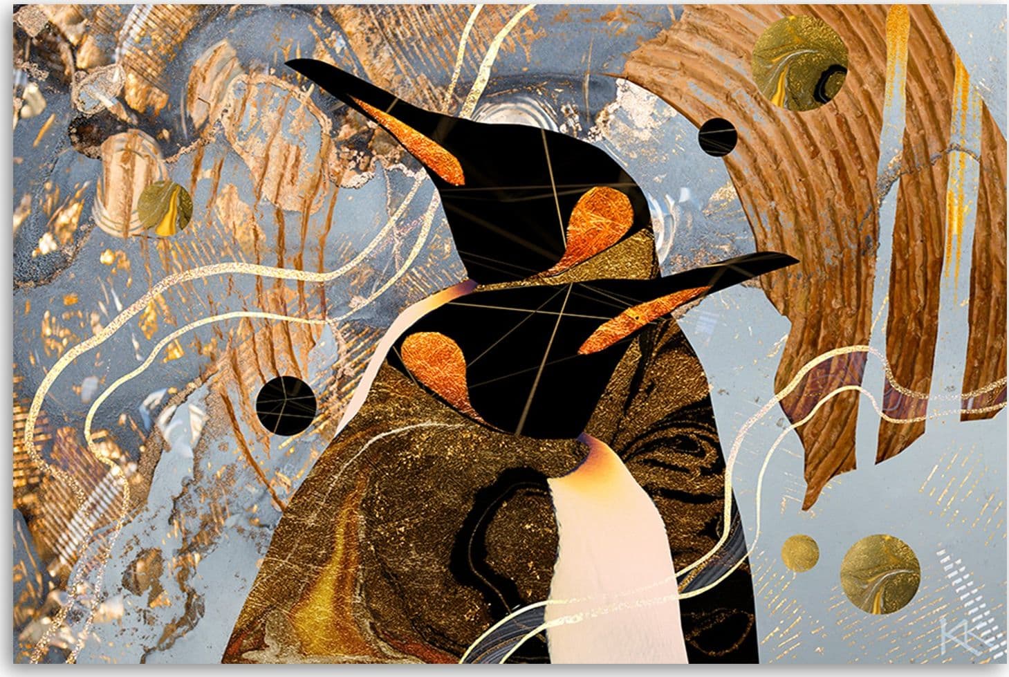Quadro su tela, Pinguini dorati Animali astrazione in Poster e stampe Collezione Casa - Trebisacce, commercioVirtuoso.it