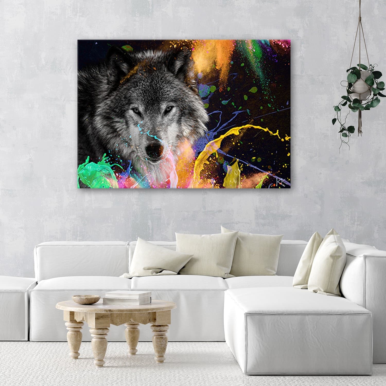 Quadro su tela, Lupo su uno sfondo colorato in Poster e stampe Collezione Casa - Trebisacce, commercioVirtuoso.it