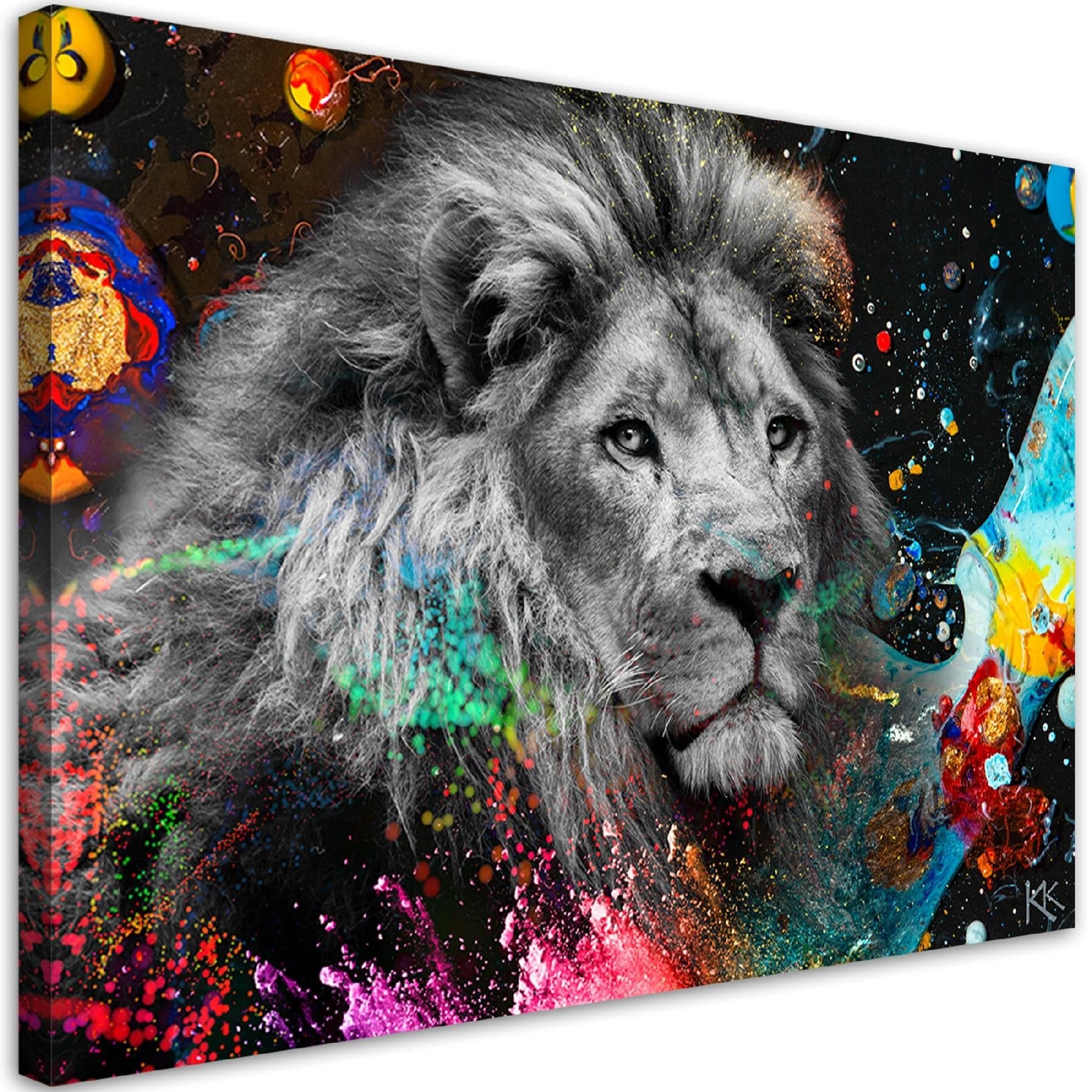 Quadro su tela, Leone su uno sfondo colorato in Poster e stampe Collezione Casa - Trebisacce, commercioVirtuoso.it