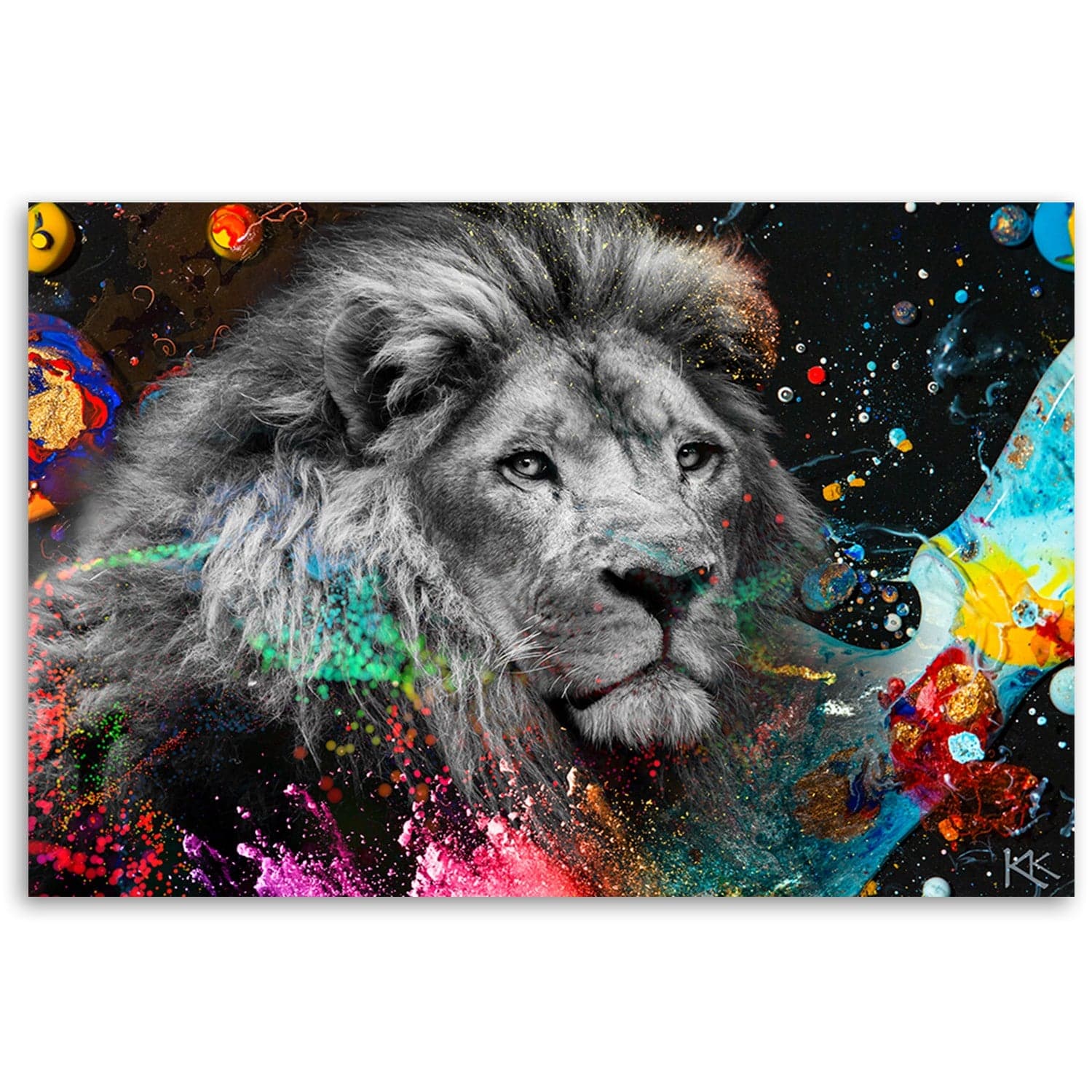 Quadro su tela, Leone su uno sfondo colorato in Poster e stampe Collezione Casa - Trebisacce, commercioVirtuoso.it