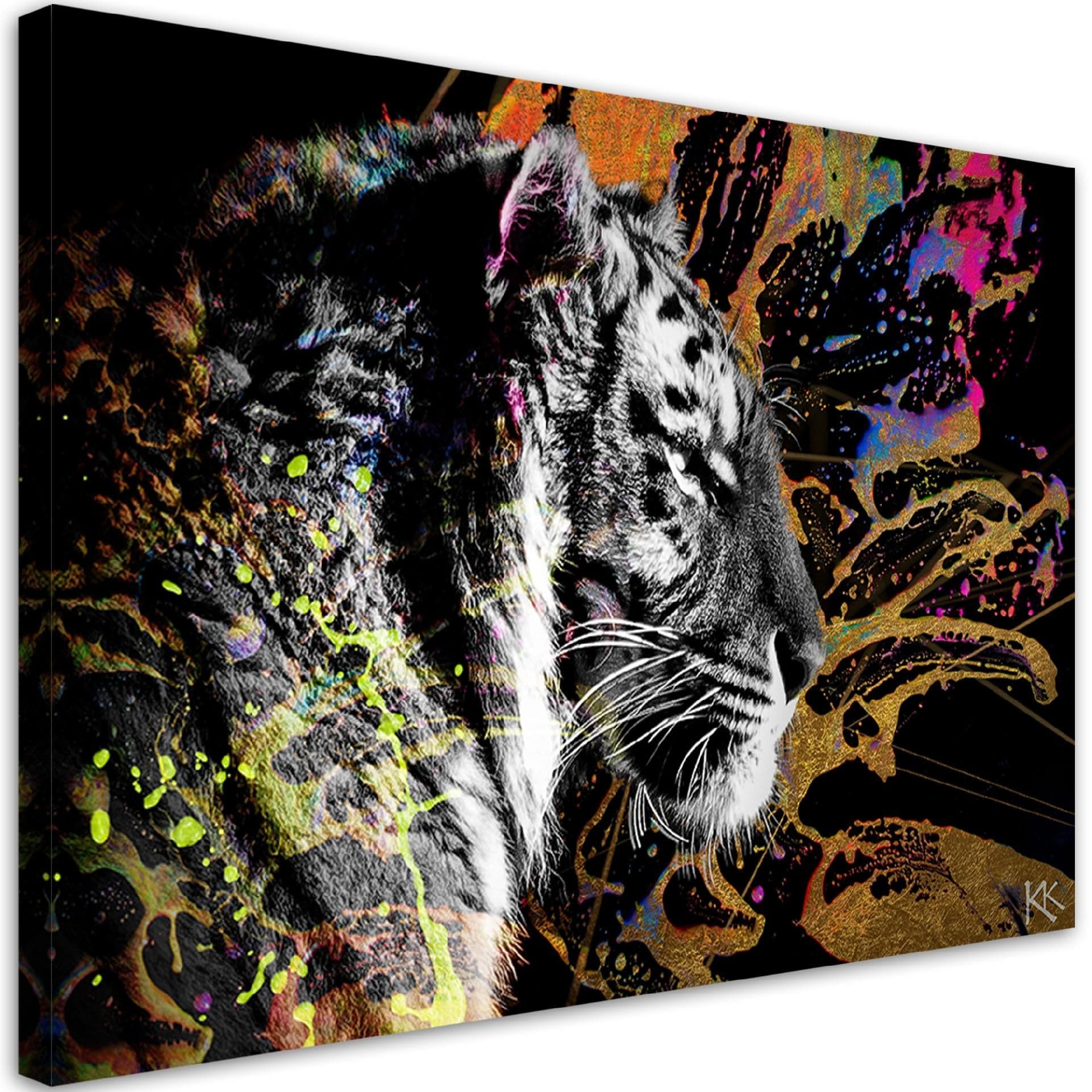 Quadro su tela, Tigre su uno sfondo colorato in Poster e stampe Collezione Casa - Trebisacce, commercioVirtuoso.it