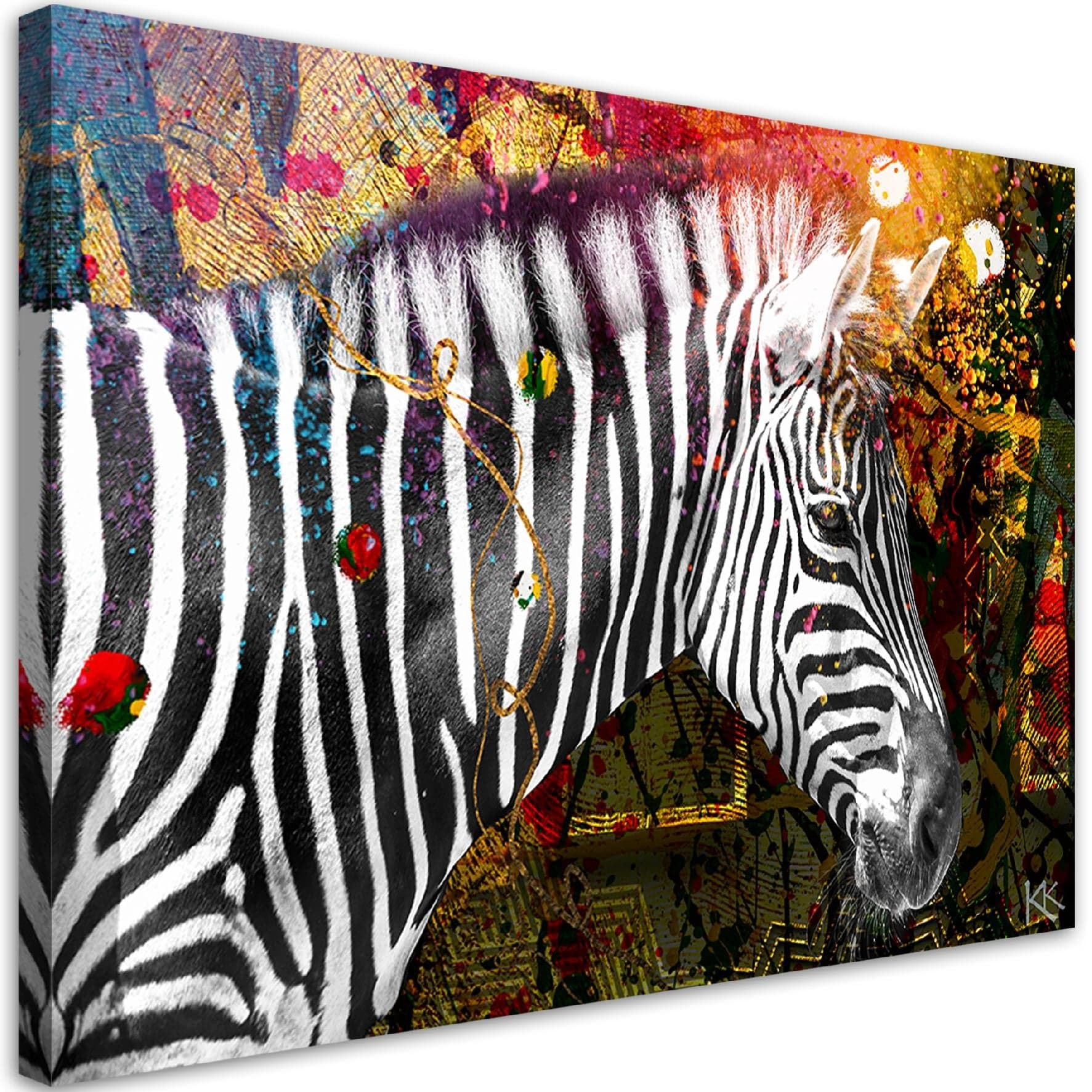 Quadro su tela, Zebra su uno sfondo colorato in Poster e stampe Collezione Casa - Trebisacce, commercioVirtuoso.it
