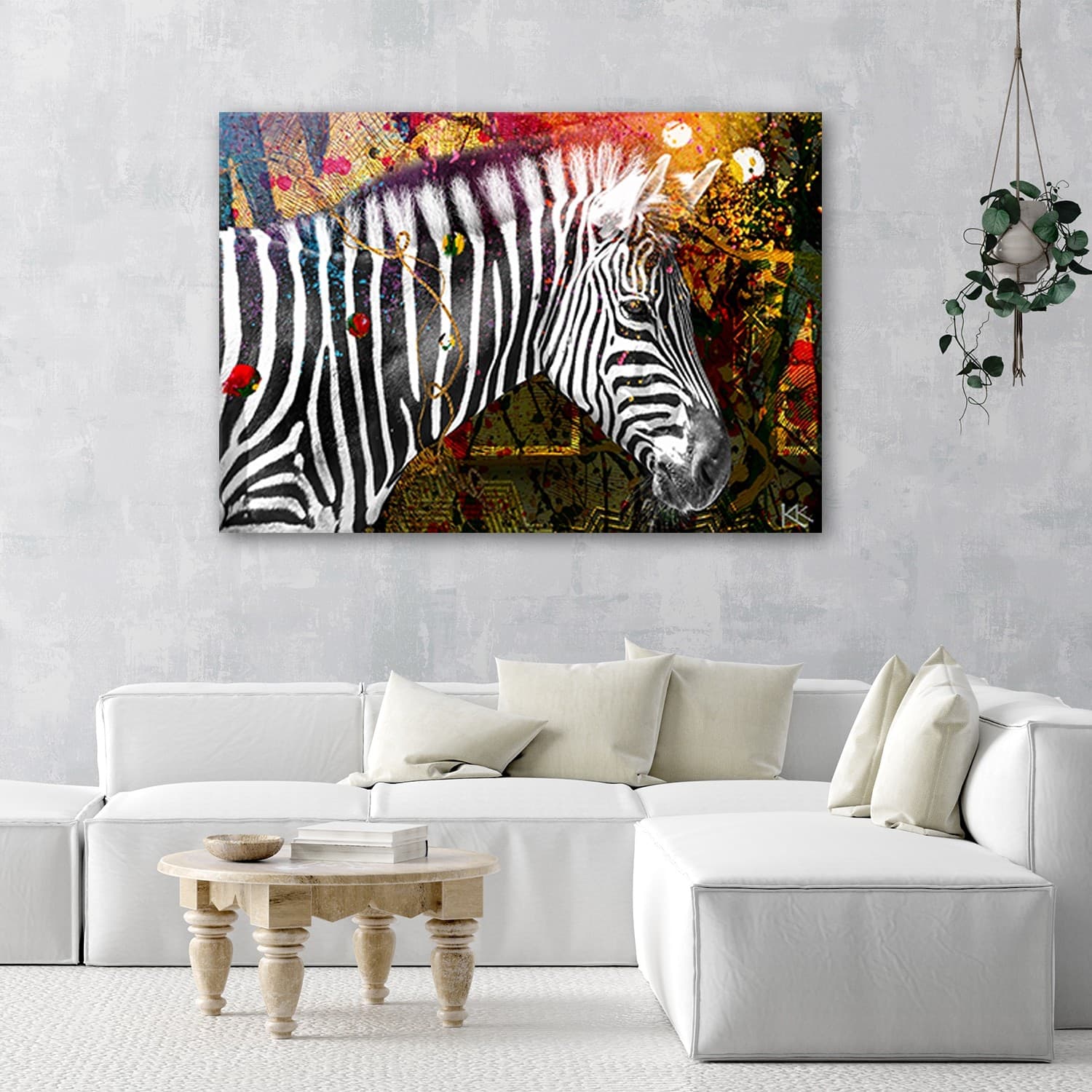 Quadro su tela, Zebra su uno sfondo colorato in Poster e stampe Collezione Casa - Trebisacce, commercioVirtuoso.it