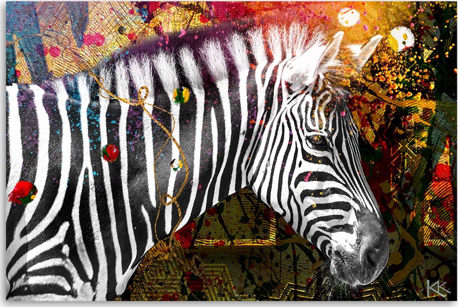 Quadro su tela, Zebra su uno sfondo colorato in Poster e stampe Collezione Casa - Trebisacce, commercioVirtuoso.it